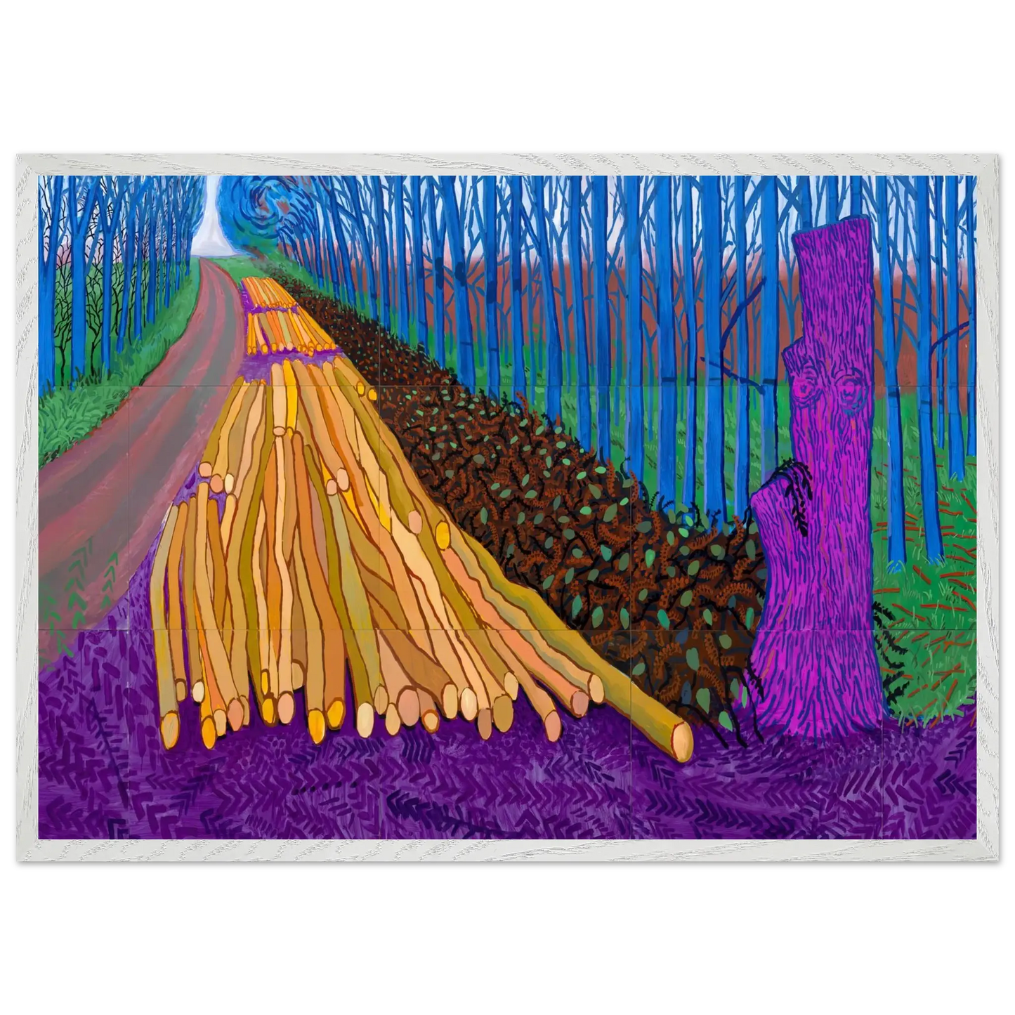 David Hockney - David Hockney Wall art - 28x43  cm / XL (11x17 Inches) - Premium Wooden Framed Poster With Fine Art Paper - White frame