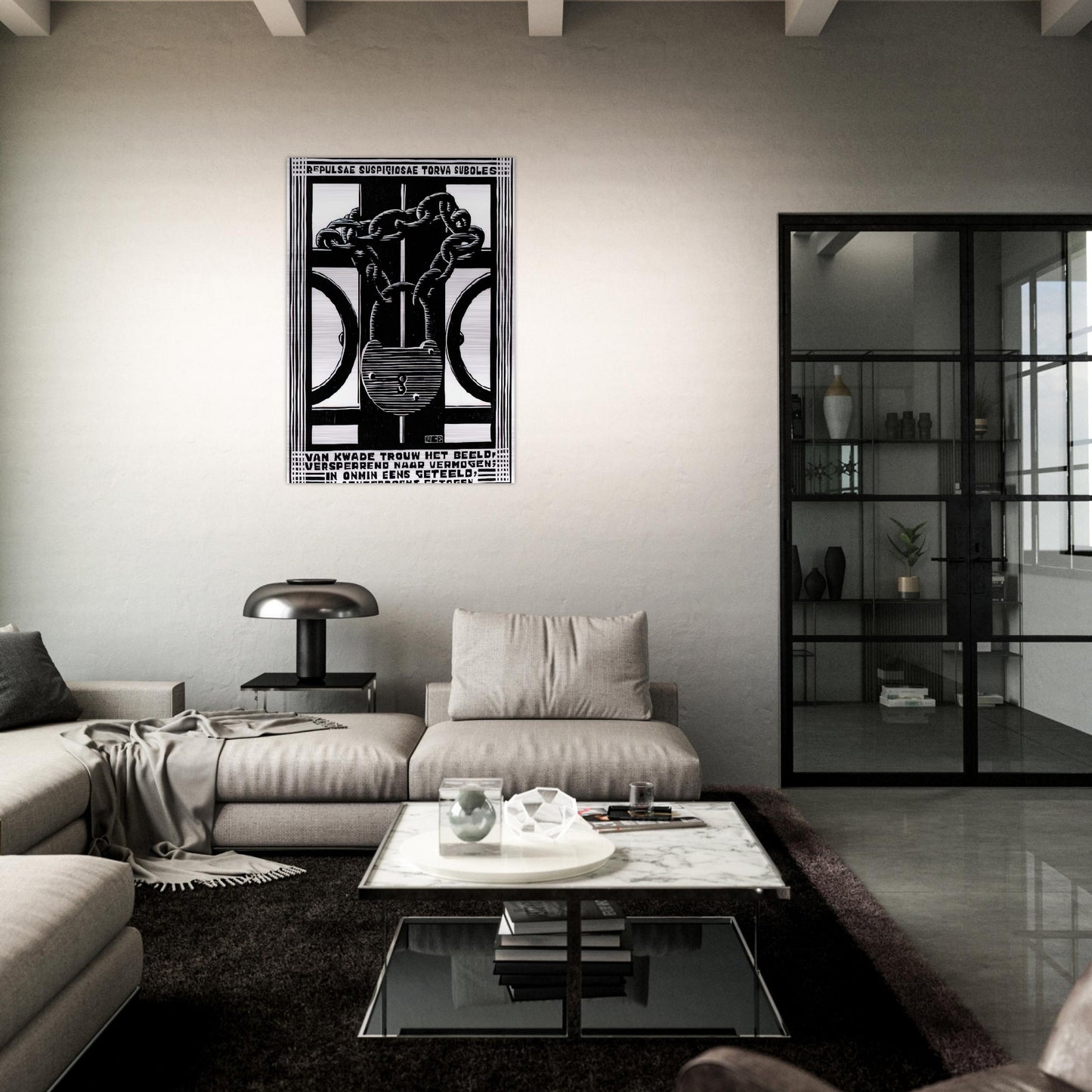 PADLOCK - MC Escher Brushed Aluminum Print - 70x100 cm / 28x40 inches | MC Escher Aluminum Print | MC Escher Prints