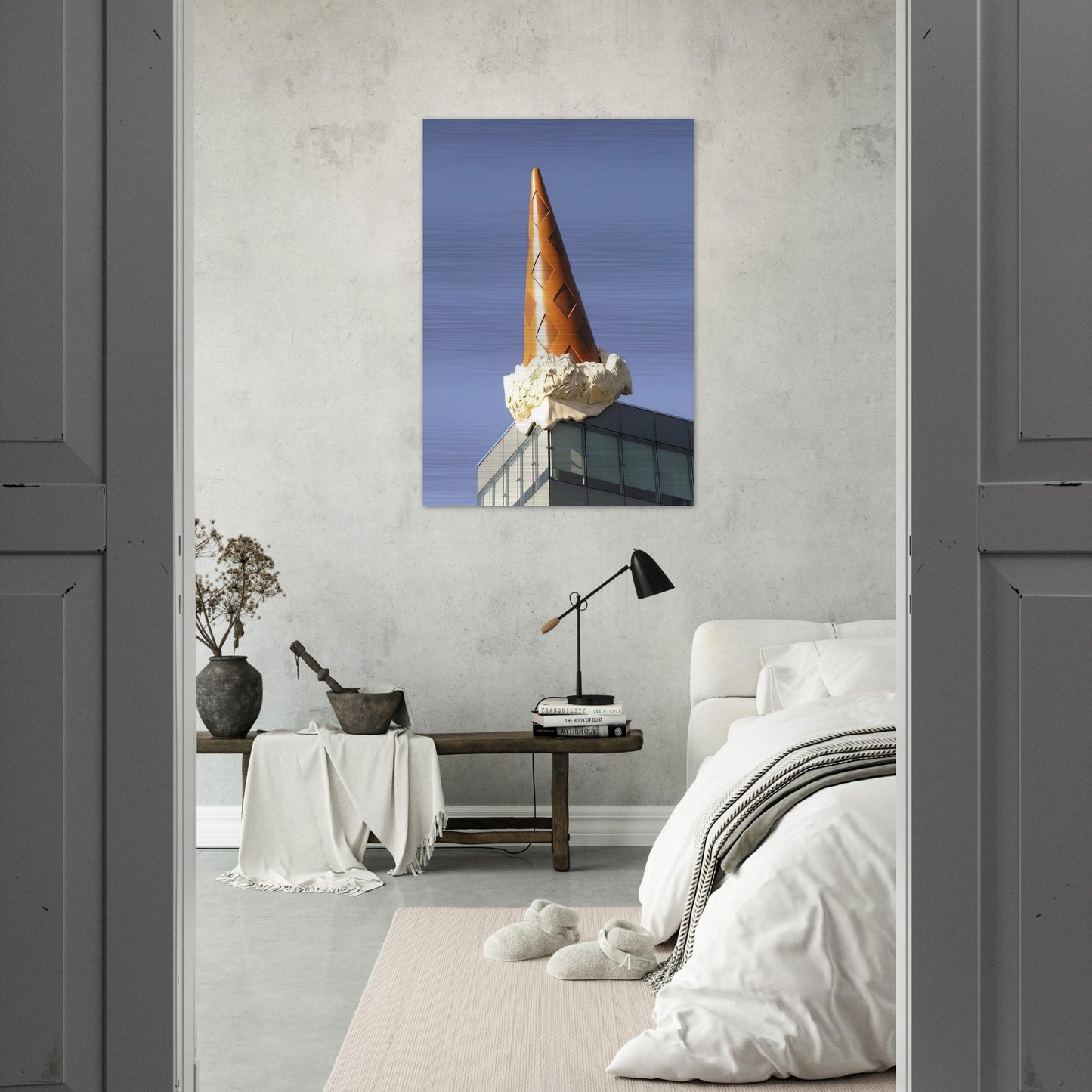 DROPPED CONE COLLABORATION WITH VAN BRUGGEN 2001 - Claes Oldenburg Brushed Aluminum Print - 70x100 cm / 28x40 inches | Claes Oldenburg Aluminum Print | Claes Oldenburg Prints
