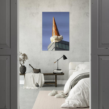 DROPPED CONE COLLABORATION WITH VAN BRUGGEN 2001 - Claes Oldenburg Brushed Aluminum Print - 70x100 cm / 28x40 inches | Claes Oldenburg Aluminum Print | Claes Oldenburg Prints