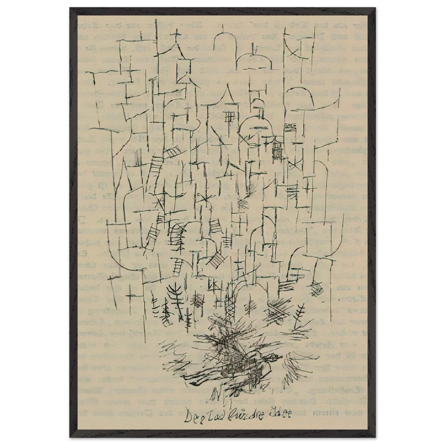 DEATH FOR THE IDEA 1915 - Paul Klee 70x100 cm / 28x40 inches Framed Art Print – Black Wooden Frame
