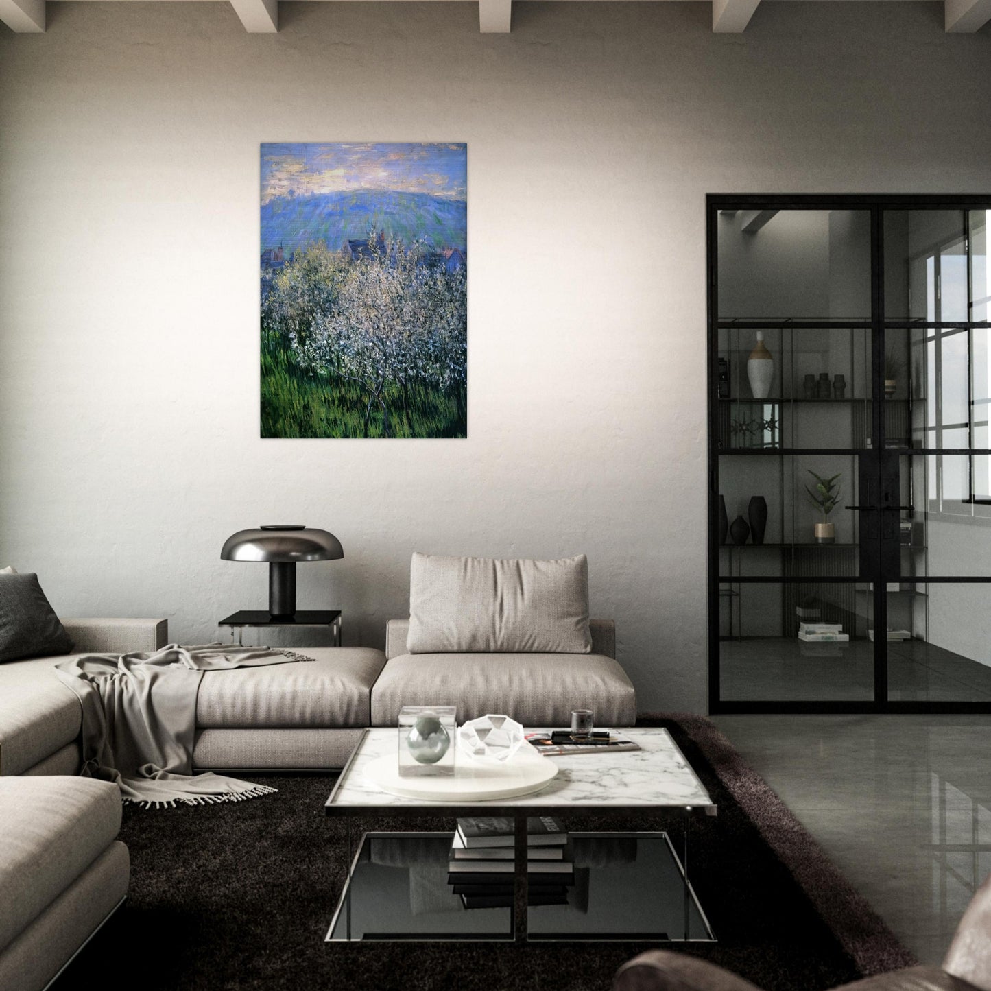 Plums Blossom - claude monet Brushed Aluminum Print - 70x100 cm / 28x40 inches | claude monet Aluminum Print | claude monet Prints