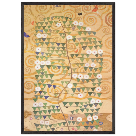 CARTOON FOR THE FRIEZE OF THE VILLA STOCLET IN BRUSSELS RIGHT PART OF THE TREE OF LIFE 1909 - Gustav Klimt 70x100 cm / 28x40 inches Framed Art Print – Black Wooden Frame