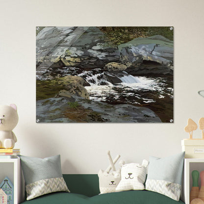 Cascade - 1974 - Neil Welliver Acrylic Print - 70x100 cm / 28x40″ inches | Neil Welliver Wall Art | Neil Welliver Prints