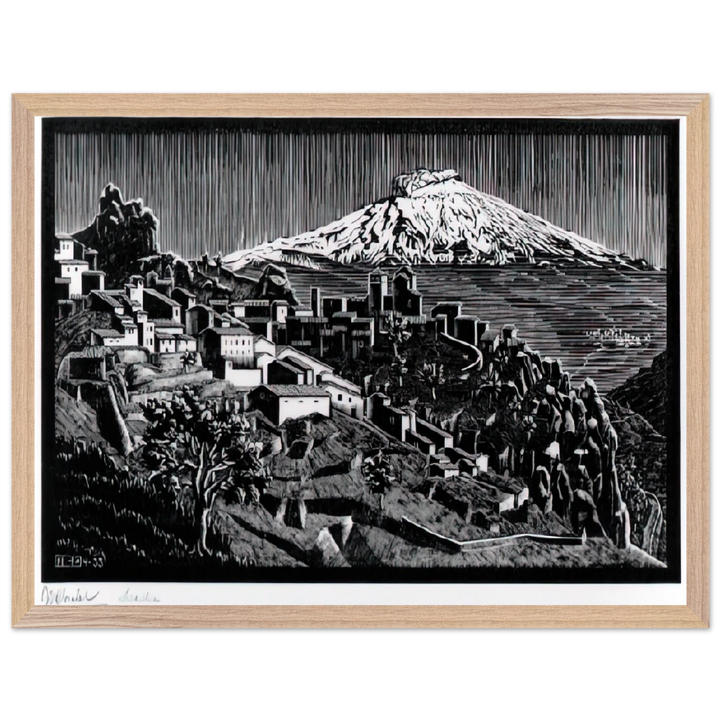 MC Escher - ESCHER (17) Wall Art - 60x80 cm / 24x32 inches - Premium Wooden Framed Poster With Fine Art Paper-canvas - White frame