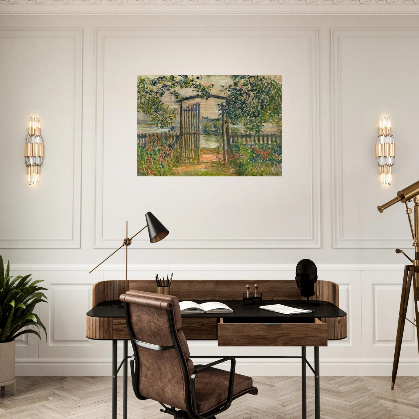 The Garden Gate at Vetheuil - claude monet Brushed Aluminum Print - 70x100 cm / 28x40 inches | claude monet Aluminum Print | claude monet Prints