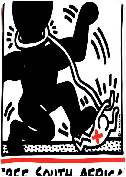 FREE SOUTH AFRICA 1985 By Keith Haring Pack of 10 Post Cards | Keith Haring Post Cards | A6 (10.5 x 14.8 cm) - 4.1 x 5.8 inches