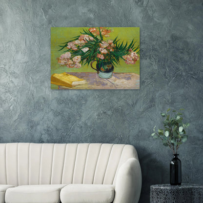Oleanders and Books - Vincent van Gogh Brushed Aluminum Print - 70x100 cm / 28x40 inches | Vincent van Gogh Aluminum Print | Vincent van Gogh Prints