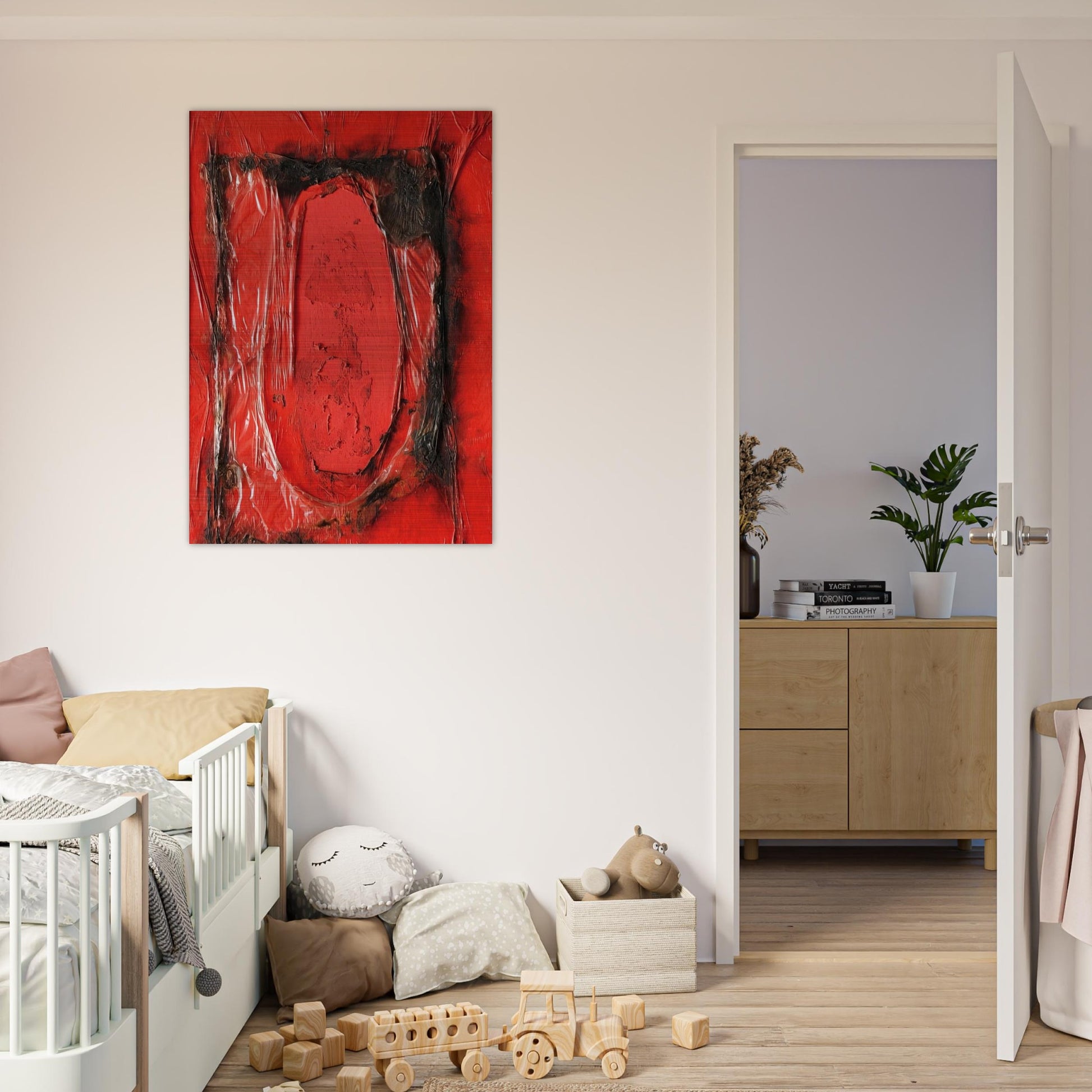 Red Plastic - 1961 - Alberto Burri Brushed Aluminum Print - 70x100 cm / 28x40 inches | Alberto Burri Aluminum Print | Alberto Burri Prints