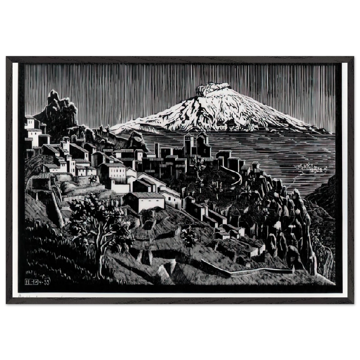 ESCHER 17 - MC Escher 70x100 cm / 28x40 inches Framed Art Print – Black Wooden Frame | Maurits Cornelis Escher Prints