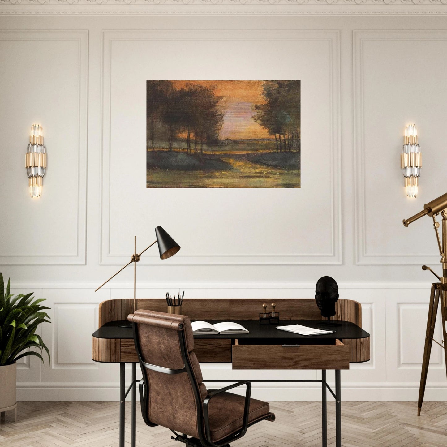 The Landscape in Drenthe - Vincent van Gogh Brushed Aluminum Print - 70x100 cm / 28x40 inches | Vincent van Gogh Aluminum Print | Vincent van Gogh Prints