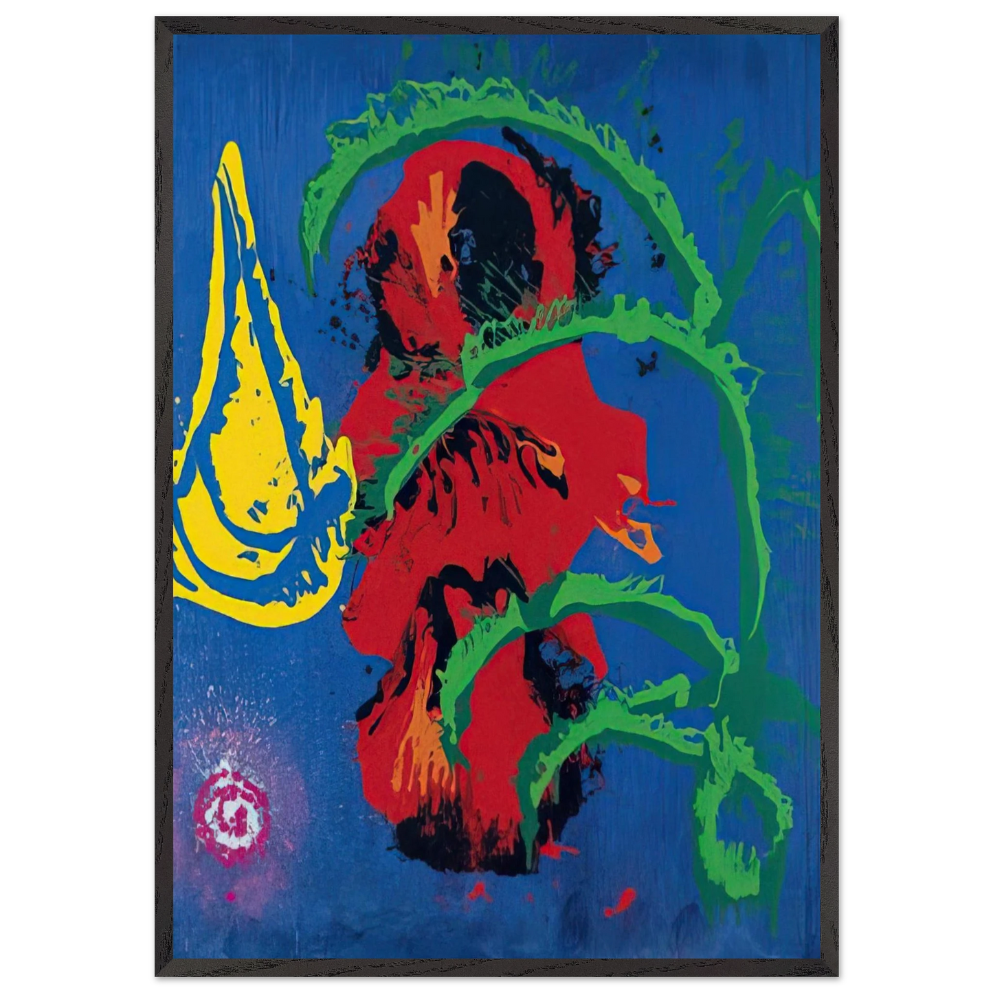 Yellow Boat 7898 - 1998 - John Hoyland 70x100 cm / 28x40 inches Framed Art Print – Black Wooden Frame