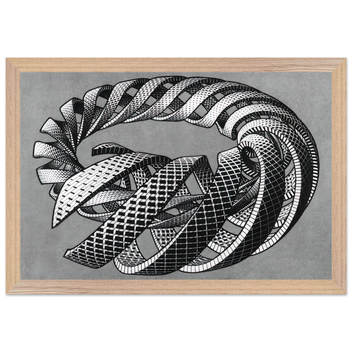 MC Escher - SPIRALS Wall Art - 30x40 cm / 12x16 inches - Premium Wooden Framed Poster With Fine Art Paper-canvas - Black frame