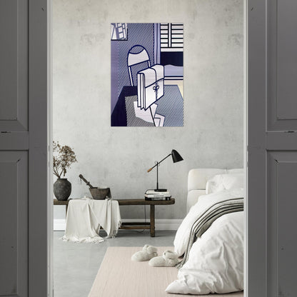 STILL LIFE WITH DOSSIER 1976 - Roy Lichtenstein Brushed Aluminum Print - 70x100 cm / 28x40 inches | Roy Lichtenstein Aluminum Print | Roy Lichtenstein Prints