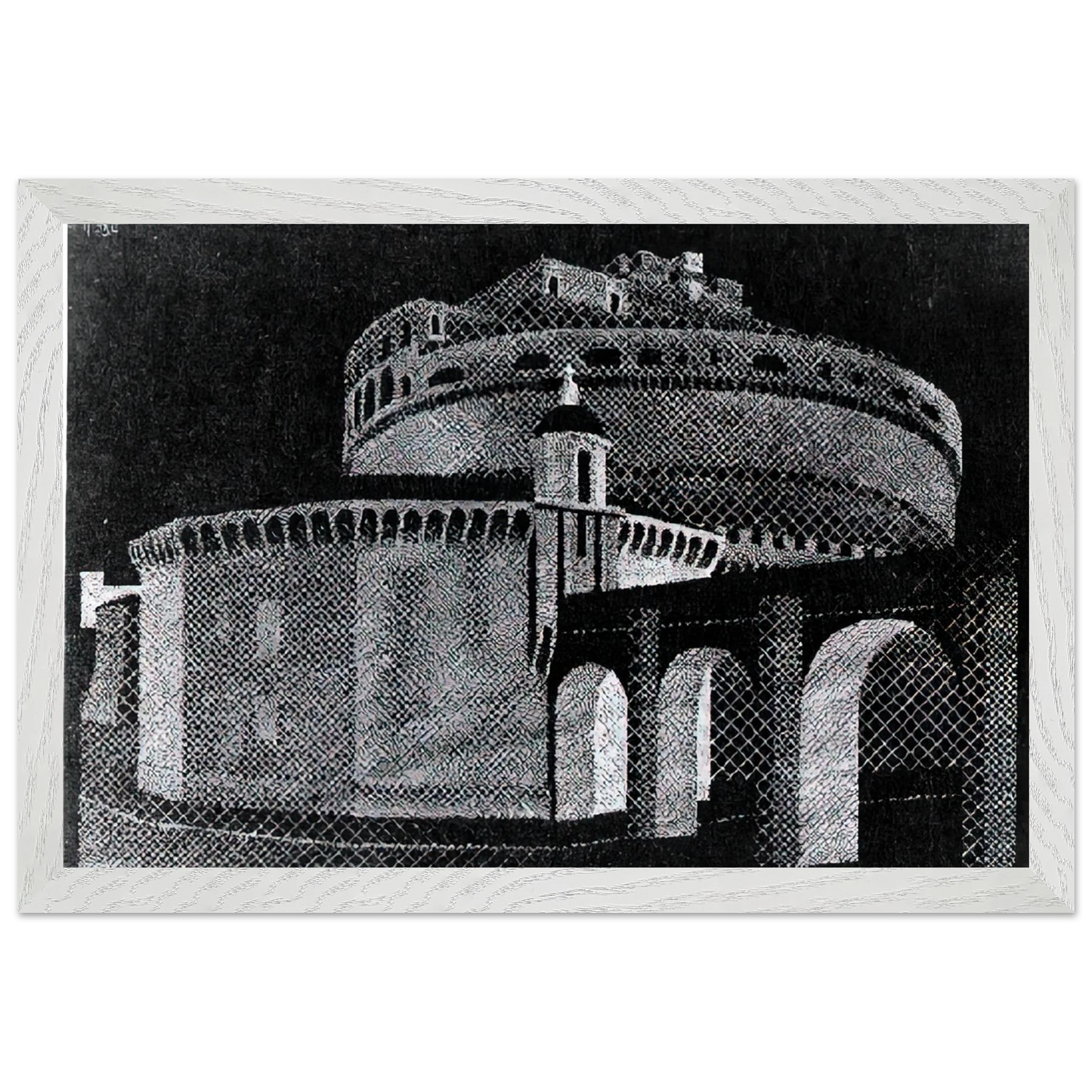 MC Escher - NOCTURNAL ROME CASTEL SANT ANGELO Wall Art - 60x80 cm / 24x32 inches - Fine Art Poster - -