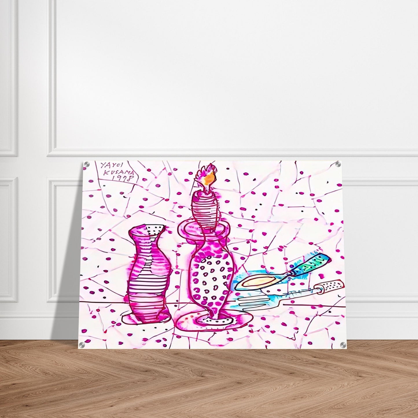 STILL LIFE OF CANDLESTICK 1978 - Yayoi Kusama Acrylic Print - 70x100 cm / 28x40″ inches | Yayoi Kusama Wall Art | Yayoi Kusama Prints