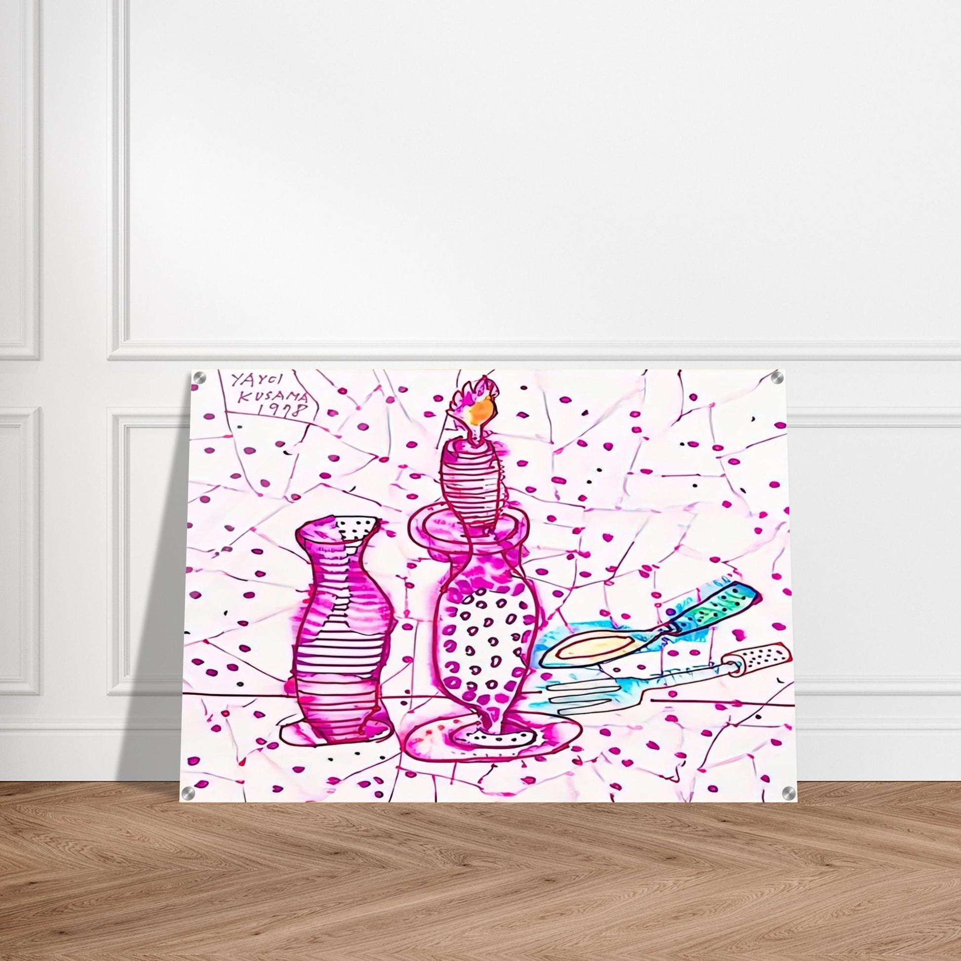 STILL LIFE OF CANDLESTICK 1978 - Yayoi Kusama Acrylic Print - 70x100 cm / 28x40″ inches | Yayoi Kusama Wall Art | Yayoi Kusama Prints
