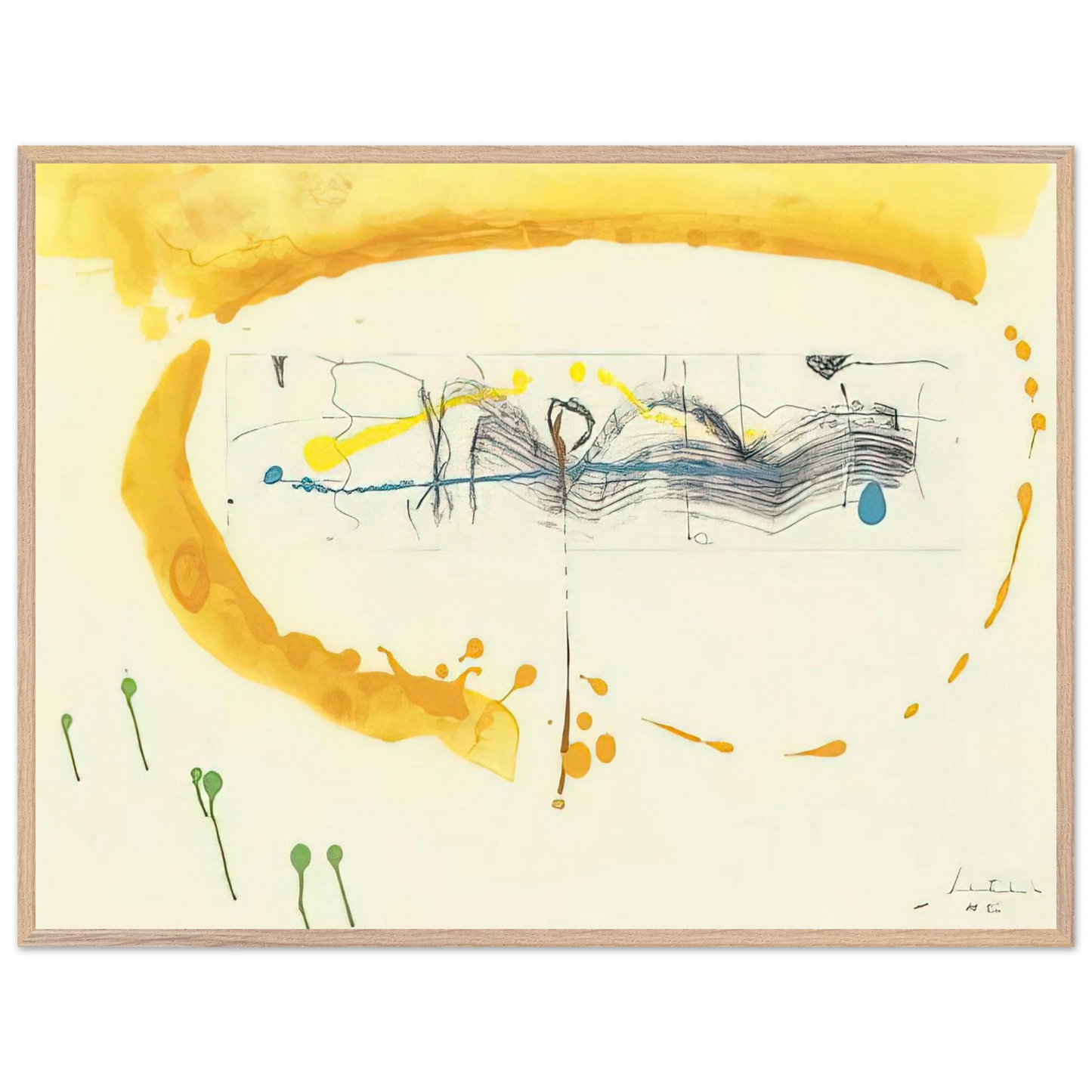 Helen Frankenthaler - Making Music - 2000 Wall art - 28x43  cm / XL (11x17 inches) - Premium Wooden Framed Poster With Fine Art Paper-canvas - White frame