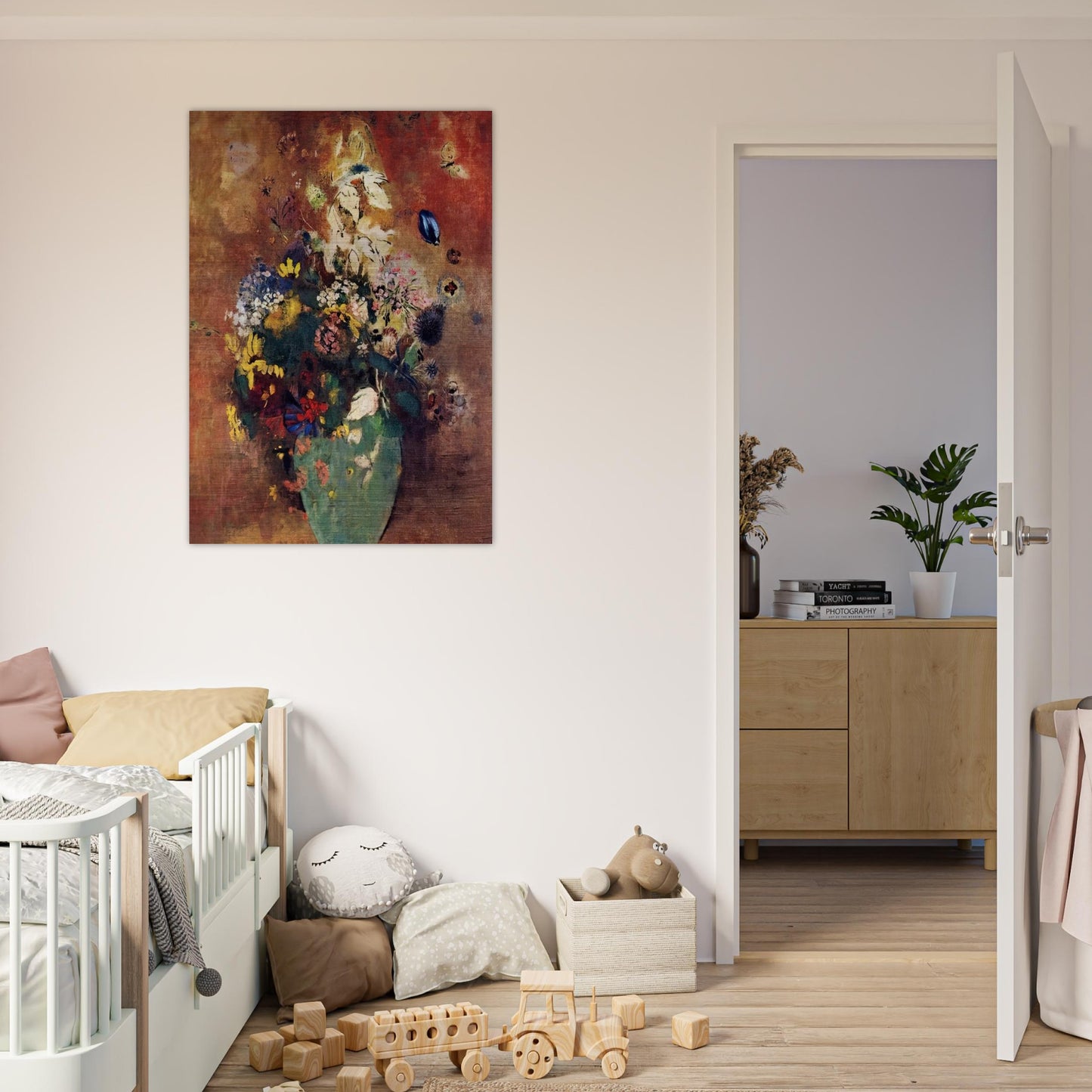 GREEN VASE - Odilon Redon Brushed Aluminum Print - 70x100 cm / 28x40 inches | Odilon Redon Aluminum Print | Odilon Redon Prints