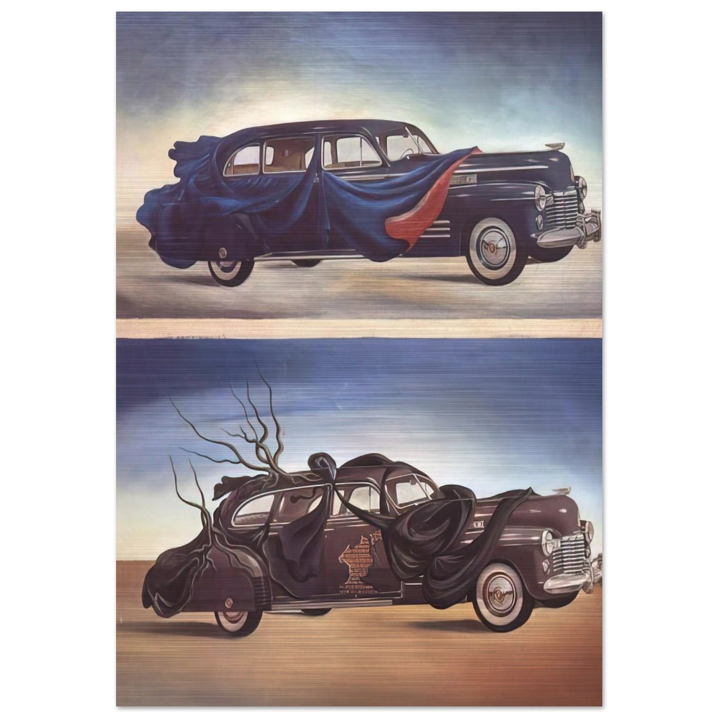 CAR CLOTHING CLOTHED AUTOMOBILE - Salvador Dali Brushed Aluminum Print - 70x100 cm / 28x40 inches | Salvador Dali Aluminum Print | Salvador Dali Prints