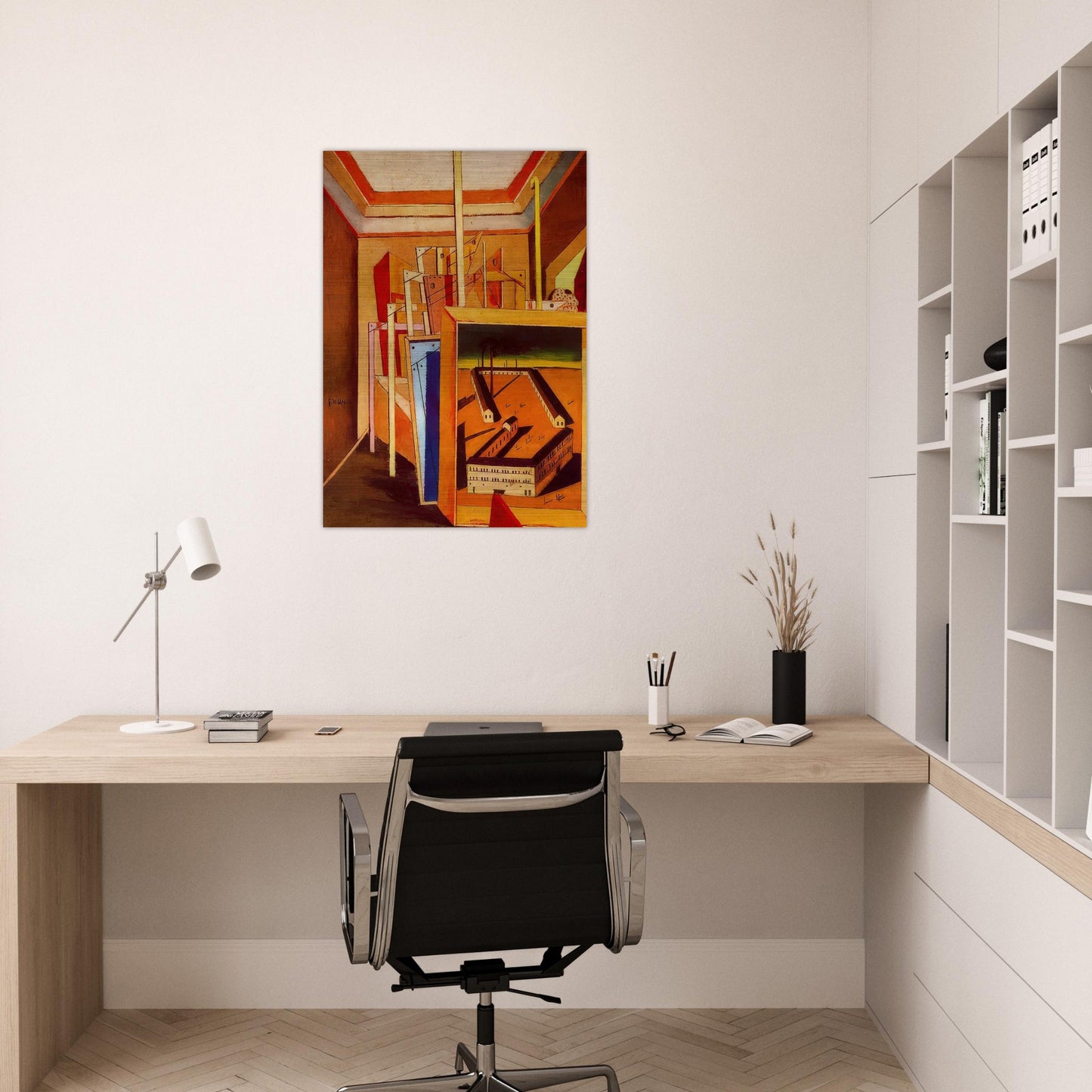 METAPHYSICAL INTERIOR OF STUDIO 1948 - Giorgio de Chirico Brushed Aluminum Print - 70x100 cm / 28x40 inches | Giorgio de Chirico Aluminum Print | Giorgio de Chirico Prints