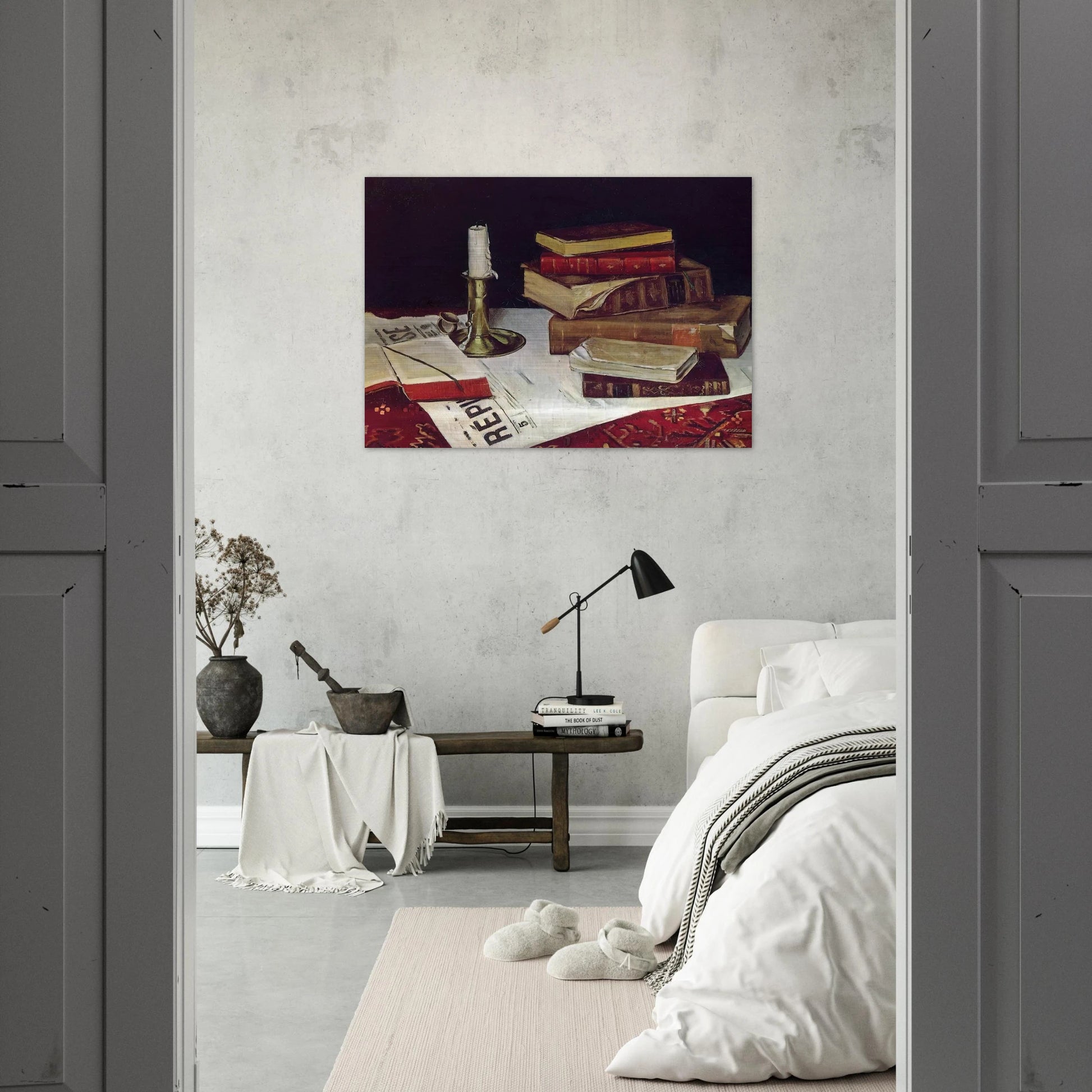 STILL LIFE WITH BOOKS AND CANDLE 1890 - Henri Matisse Brushed Aluminum Print - 70x100 cm / 28x40 inches | Henri Matisse Aluminum Print | Henri Matisse Prints