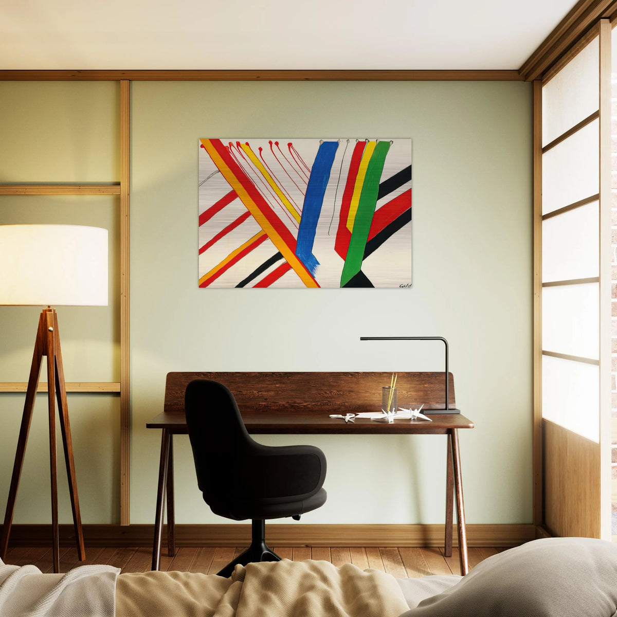 THE GREEN STRIPE 1963 - Alexander Calder Brushed Aluminum Print - 70x100 cm / 28x40 inches | Alexander Calder Aluminum Print | Alexander Calder Prints