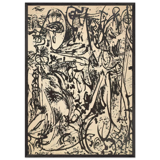 ECHO 1951 - Jackson Pollock 70x100 cm / 28x40 inches Framed Art Print – Black Wooden Frame