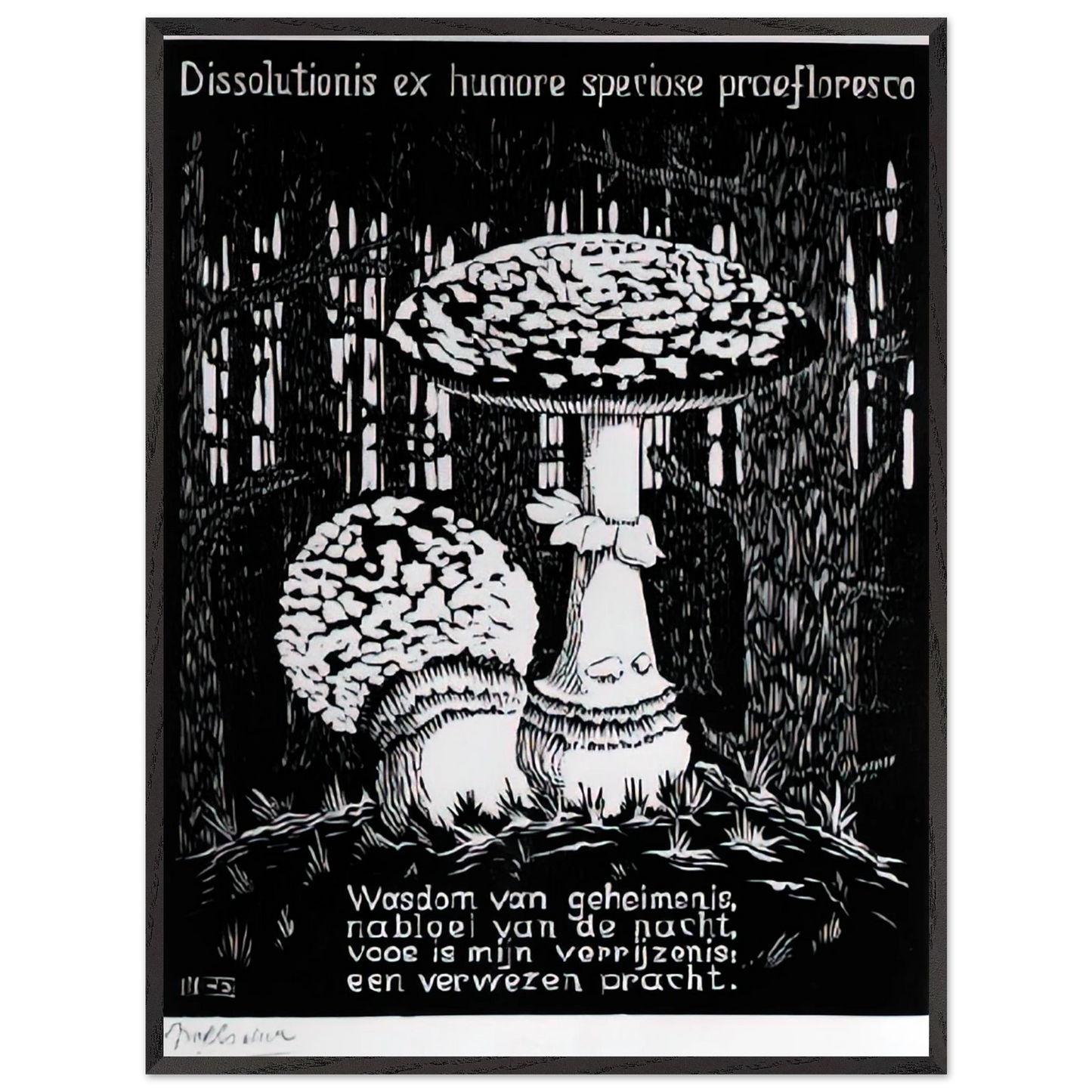 MC Escher - EMBLEMATA TOADSTOOL Wall Art - 21x29.7 cm / 8x12" - Premium Wooden Framed Poster With Fine Art Paper-canvas - White frame