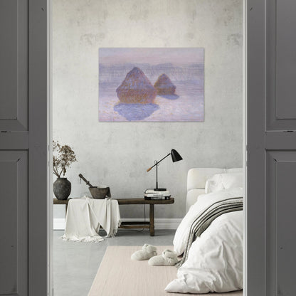 Haystacks Effect of Snow and Sun - claude monet Brushed Aluminum Print - 70x100 cm / 28x40 inches | claude monet Aluminum Print | claude monet Prints