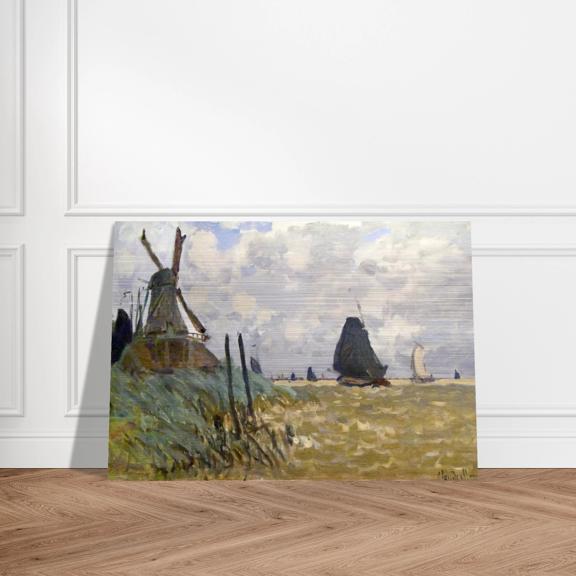 Windmill near Zaandam - claude monet Brushed Aluminum Print - 70x100 cm / 28x40 inches | claude monet Aluminum Print | claude monet Prints