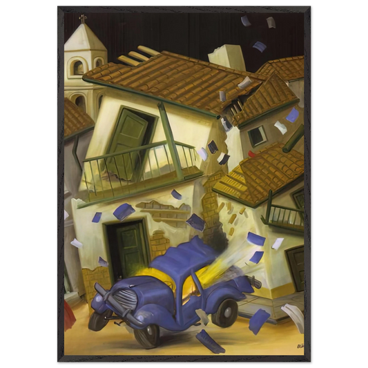 CAR BOMB - Fernando Botero 70x100 cm / 28x40 inches Framed Art Print – Black Wooden Frame