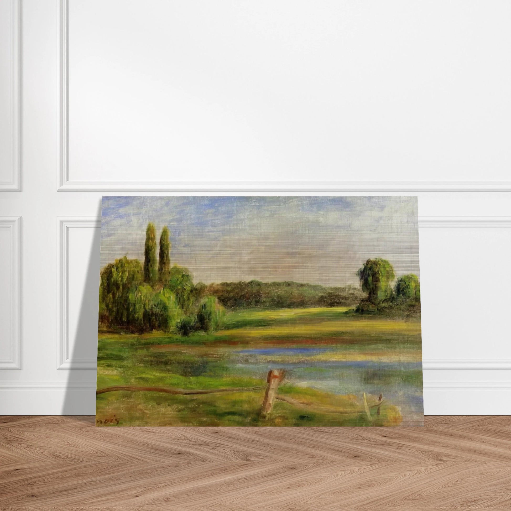 Landscape with Fence - Pierre-Auguste Renoir Brushed Aluminum Print - 70x100 cm / 28x40 inches | Pierre-Auguste Renoir Aluminum Print | Pierre-Auguste Renoir Prints