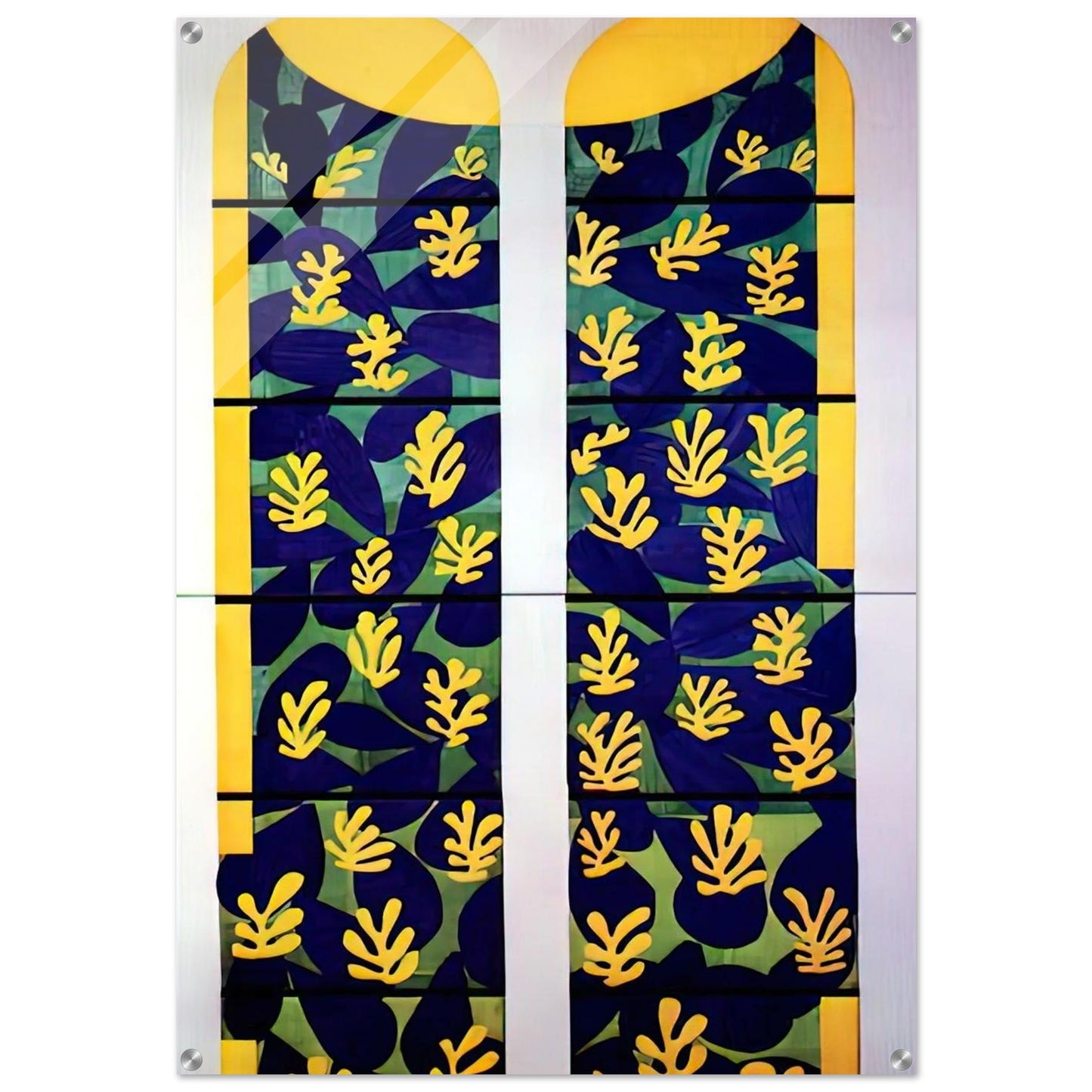 TREE OF LIFE STAINED GLASS BEHIND THE ALTAR IN THE CHAPEL OF THE ROSARY AT VENCE 1951 - Henri Matisse Acrylic Print - 70x100 cm / 28x40″ inches | Henri Matisse Wall Art | Henri Matisse Prints