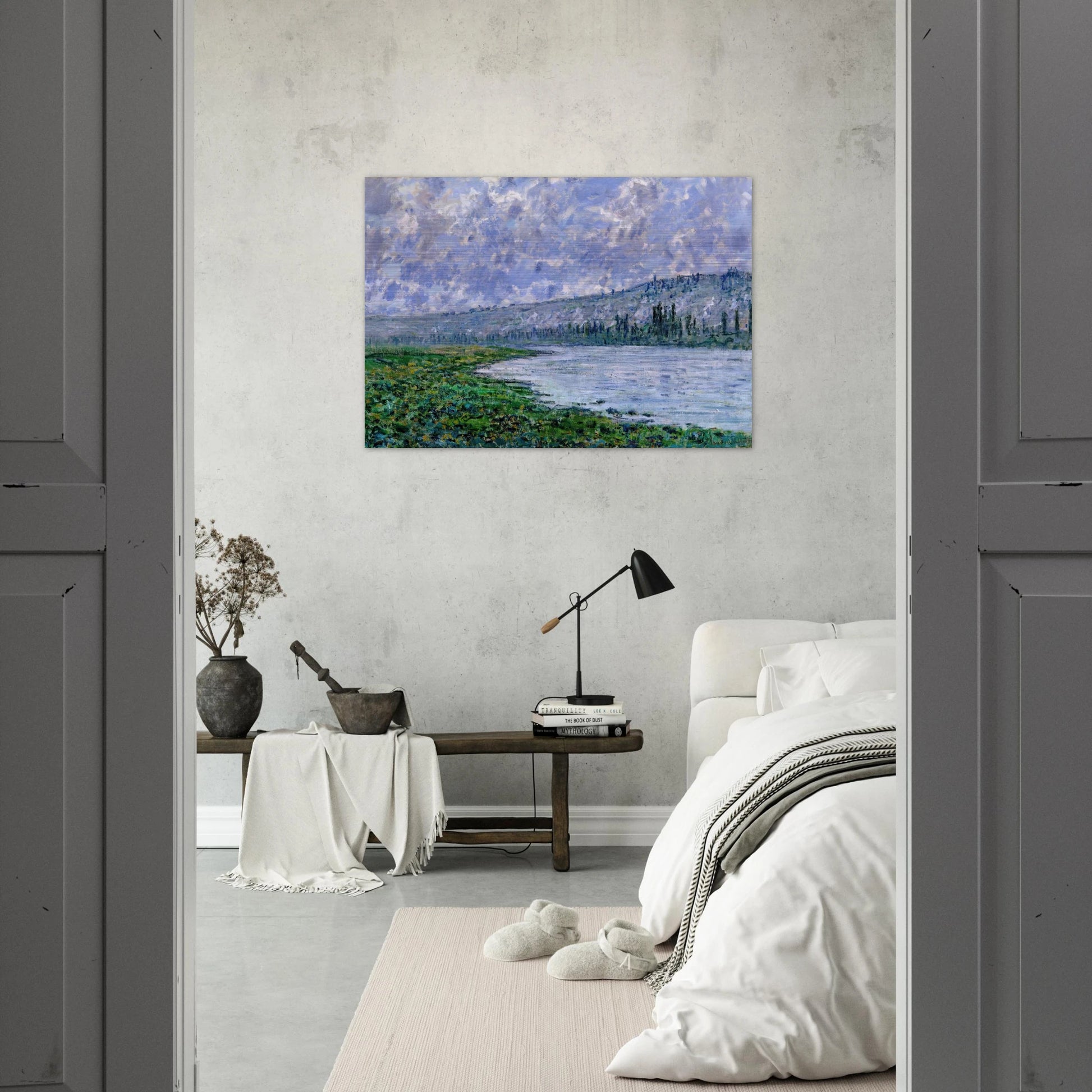 The Seine and the Chaantemesle - claude monet Brushed Aluminum Print - 70x100 cm / 28x40 inches | claude monet Aluminum Print | claude monet Prints