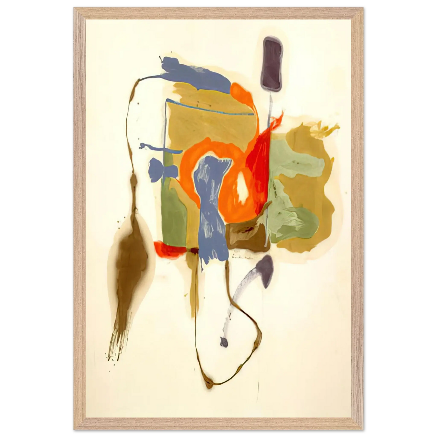 Helen Frankenthaler - Blue Form in a Scene - 1961 Wall art - 30x45 cm / 12x18 Inches - Premium Wooden Framed Poster With Fine Art Paper - White frame