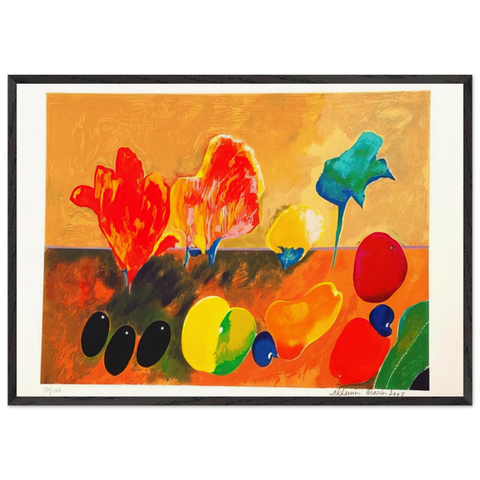 Flores e Frutas - 2003 - Aldemir Martins 70x100 cm / 28x40 inches Framed Art Print – Black Wooden Frame
