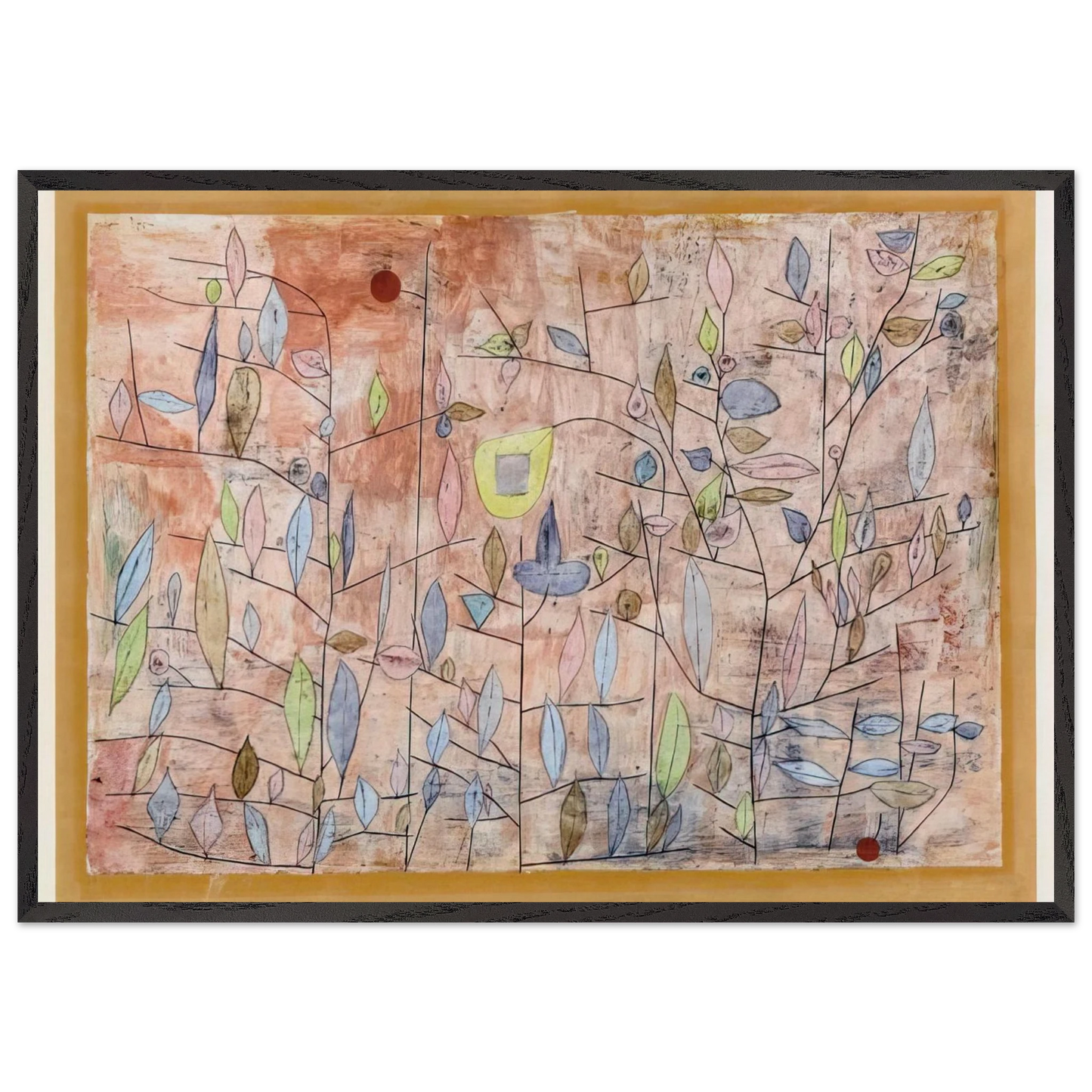 SPARSE FOLIAGE 1934 - Paul Klee 70x100 cm / 28x40 inches Framed Art Print – Black Wooden Frame