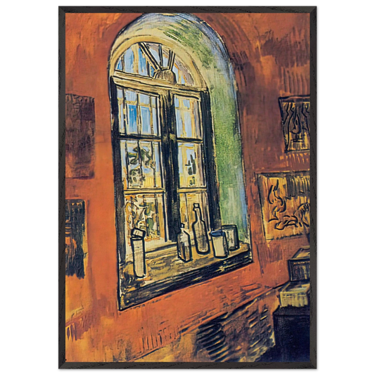 Window of Vincents Studio at the Asylum - Vincent van Gogh 70x100 cm / 28x40 inches Framed Art Print – Black Wooden Frame