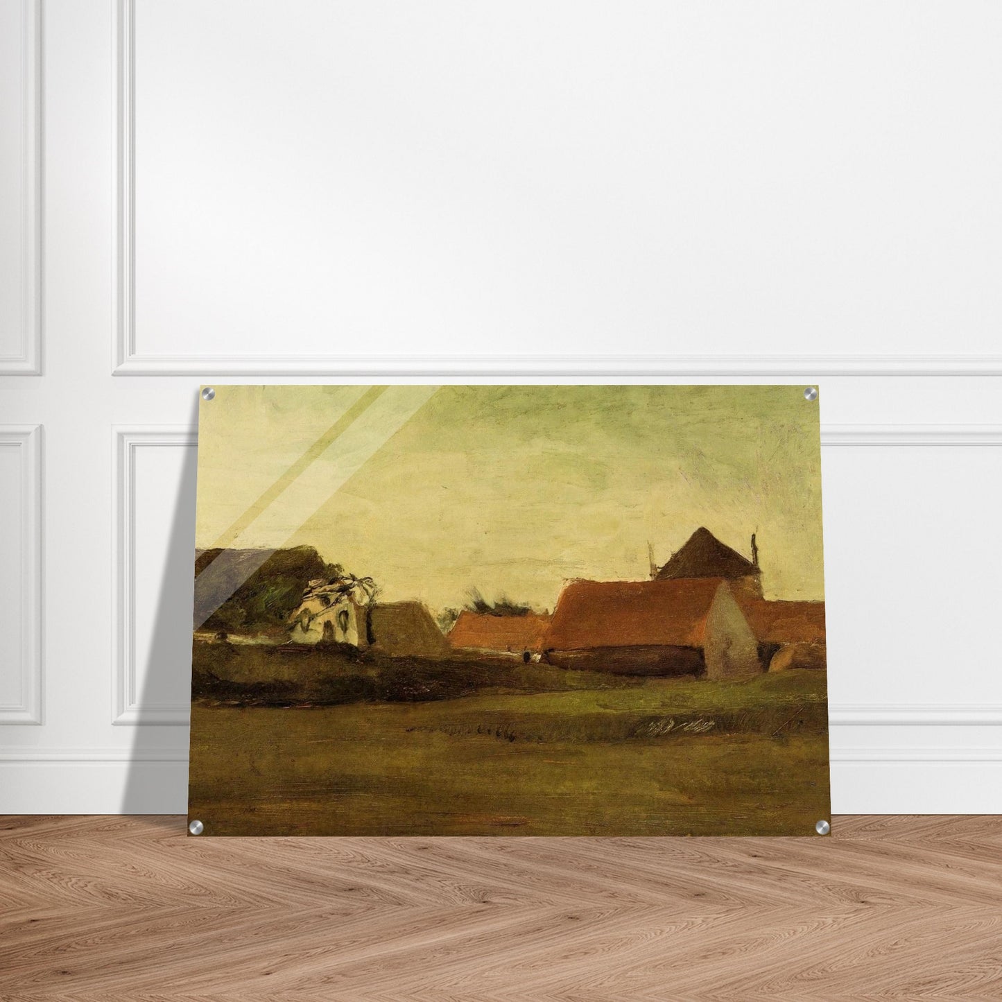 Farmhouses in Loosduinen near The Hague at Twilight - Vincent van Gogh Acrylic Print - 70x100 cm / 28x40″ inches