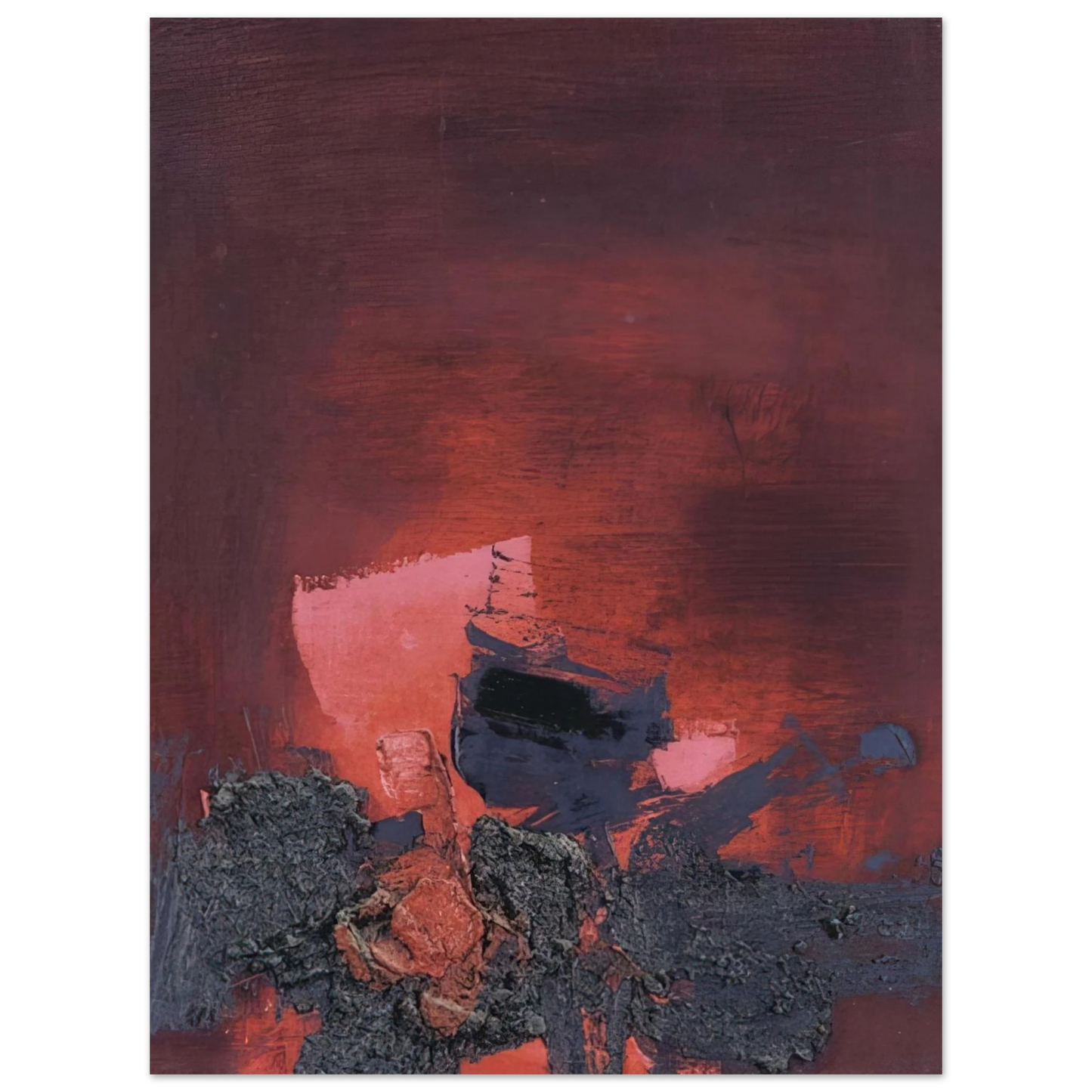 Luis Feito - SIN T TULO ABSTRACCI N EN ROSO Y NEGRO  75x100 cm / 30x40inches Fine Art Poster
