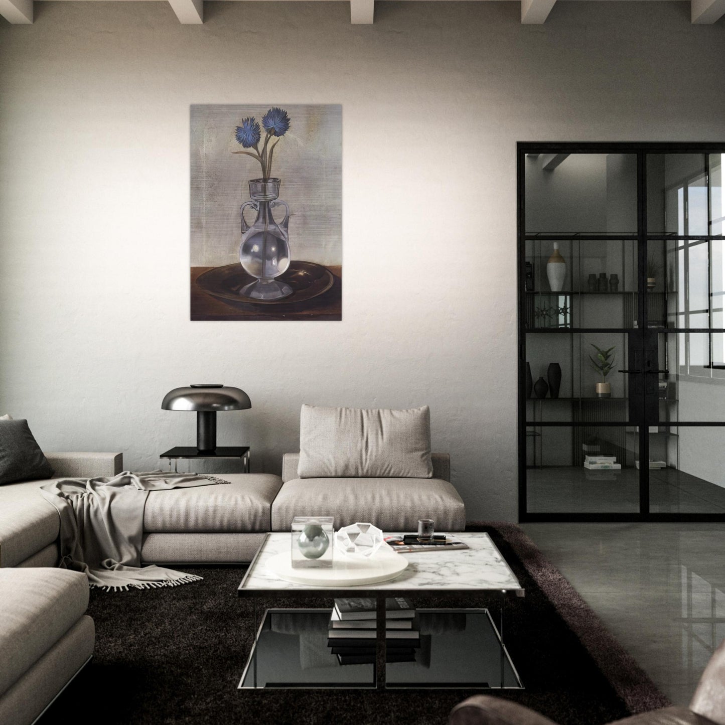 THE VASE OF CORNFLOWERS - Salvador Dali Brushed Aluminum Print - 70x100 cm / 28x40 inches | Salvador Dali Aluminum Print | Salvador Dali Prints