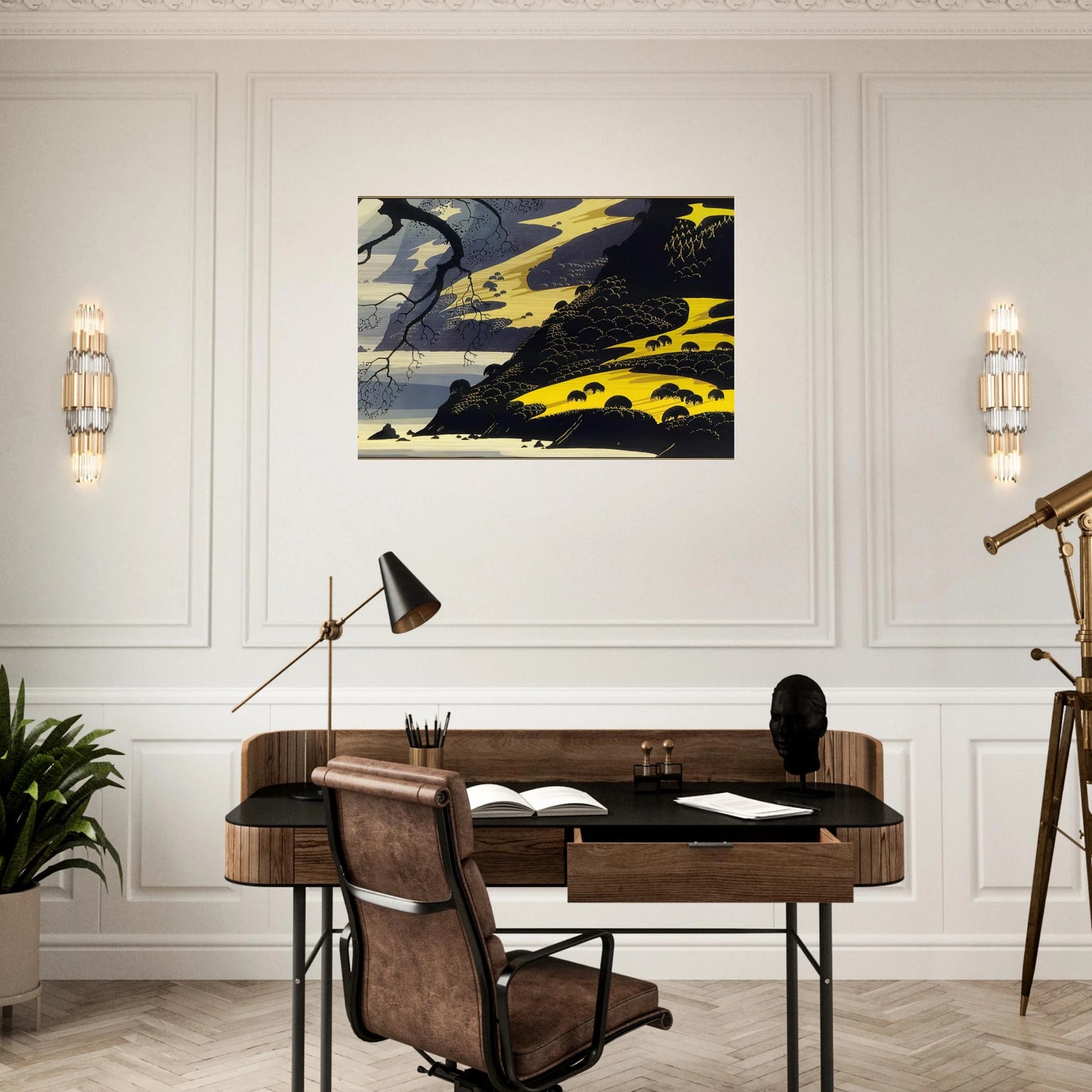 Coastal Fog - Eyvind Earle Brushed Aluminum Print - 70x100 cm / 28x40 inches | Eyvind Earle Aluminum Print | Eyvind Earle Prints