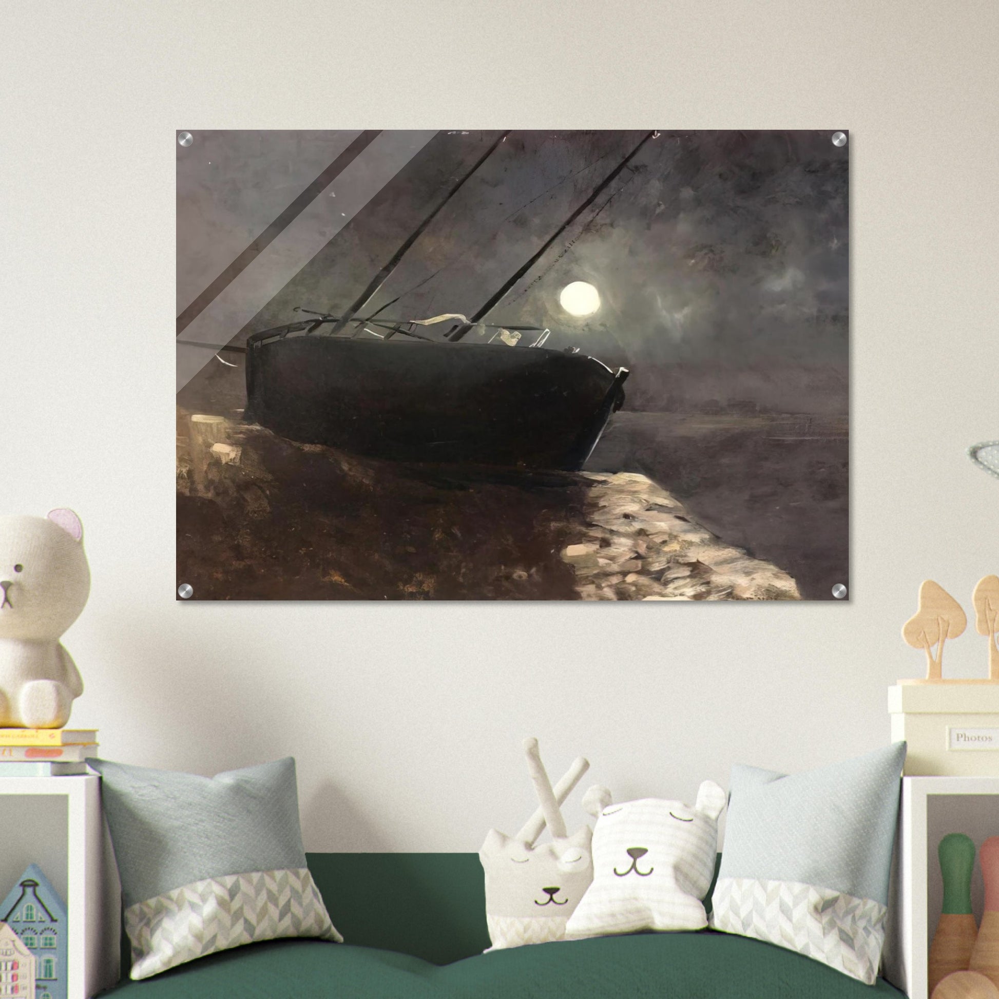 BOAT IN THE MOONLIGHT - Odilon Redon Acrylic Print - 70x100 cm / 28x40″ inches