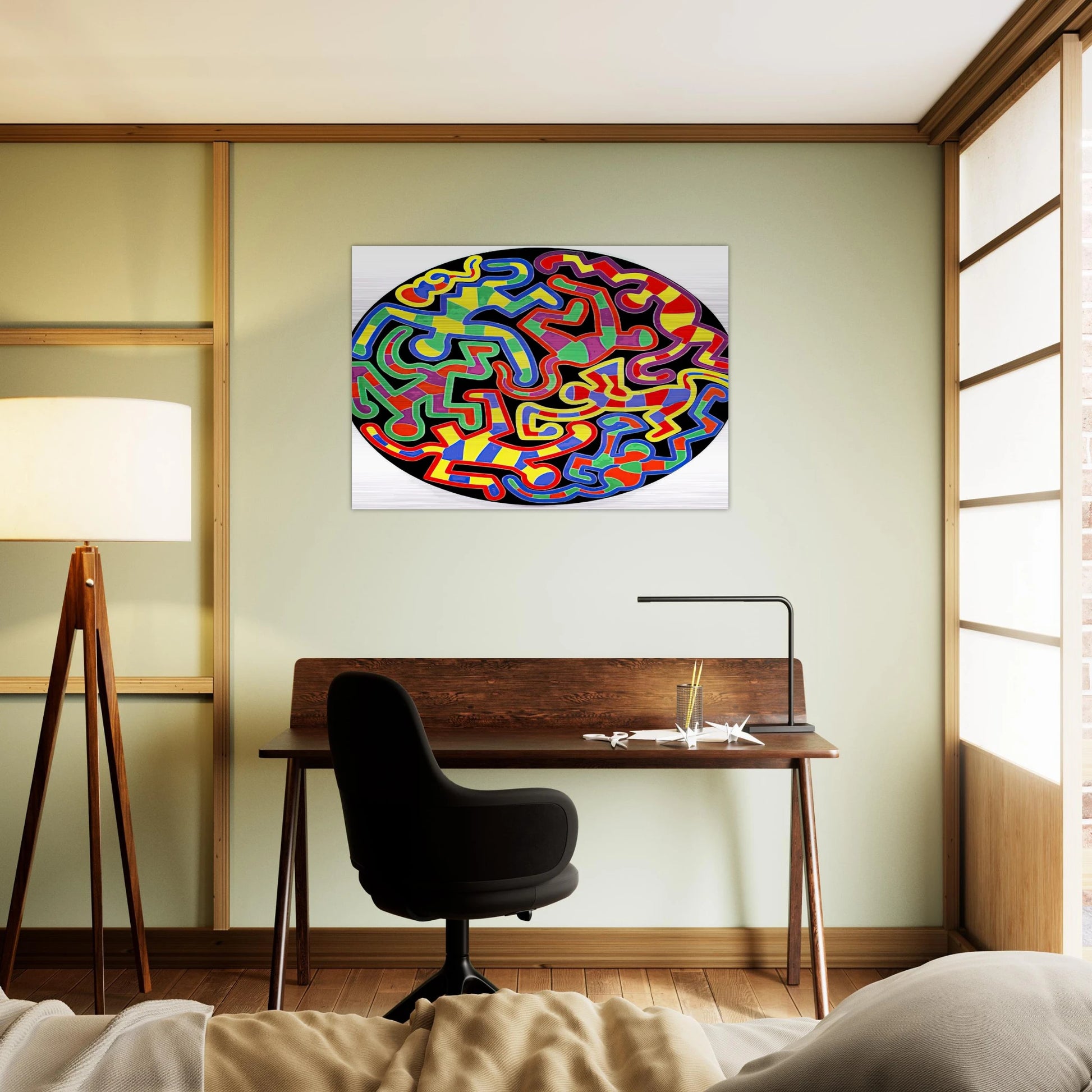 MONKEY PUZZLE 1988 - Keith Haring Brushed Aluminum Print - 70x100 cm / 28x40 inches | Keith Haring Aluminum Print | Keith Haring Prints