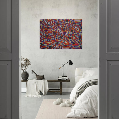 Narripi Dreaming - 1992 - Clifford Possum Tjapaltjarri Brushed Aluminum Print - 70x100 cm / 28x40 inches | Clifford Possum Tjapaltjarri Aluminum Print | Clifford Possum Tjapaltjarri Prints