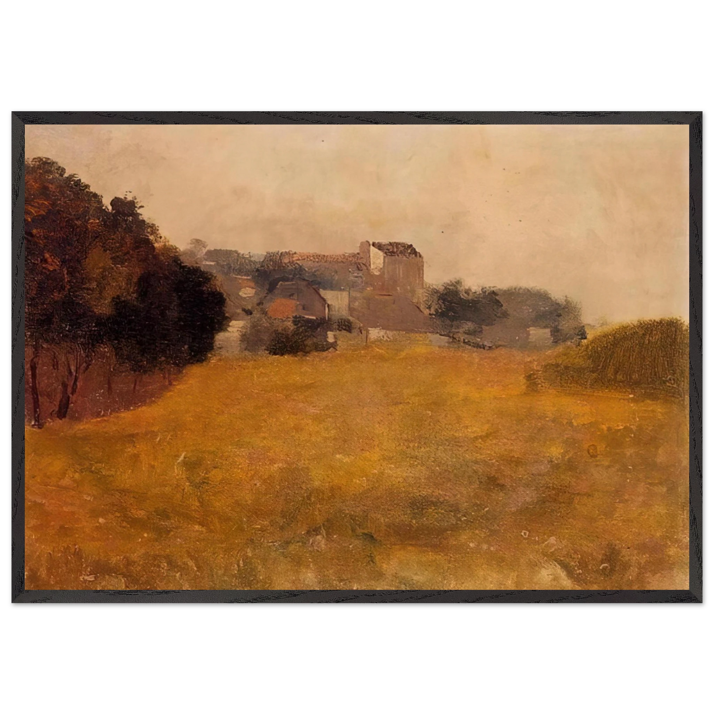 SMALL VILLAGE IN THE MEDOC - Odilon Redon 70x100 cm / 28x40 inches Framed Art Print – Black Wooden Frame