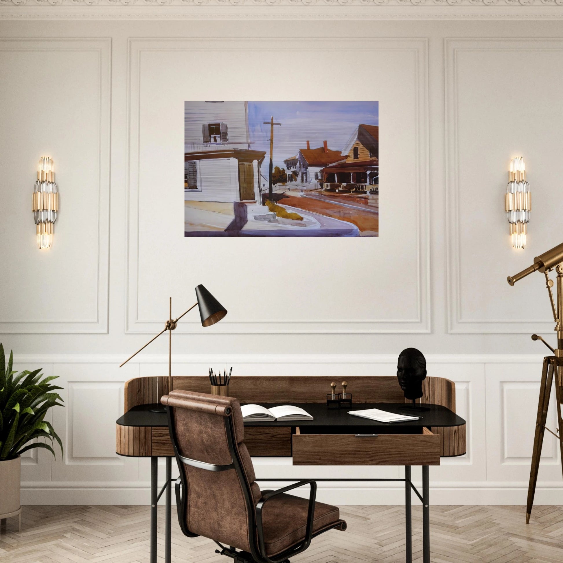 Street Corner - Edward Hopper Brushed Aluminum Print - 70x100 cm / 28x40 inches | Edward Hopper Aluminum Print | Edward Hopper Prints
