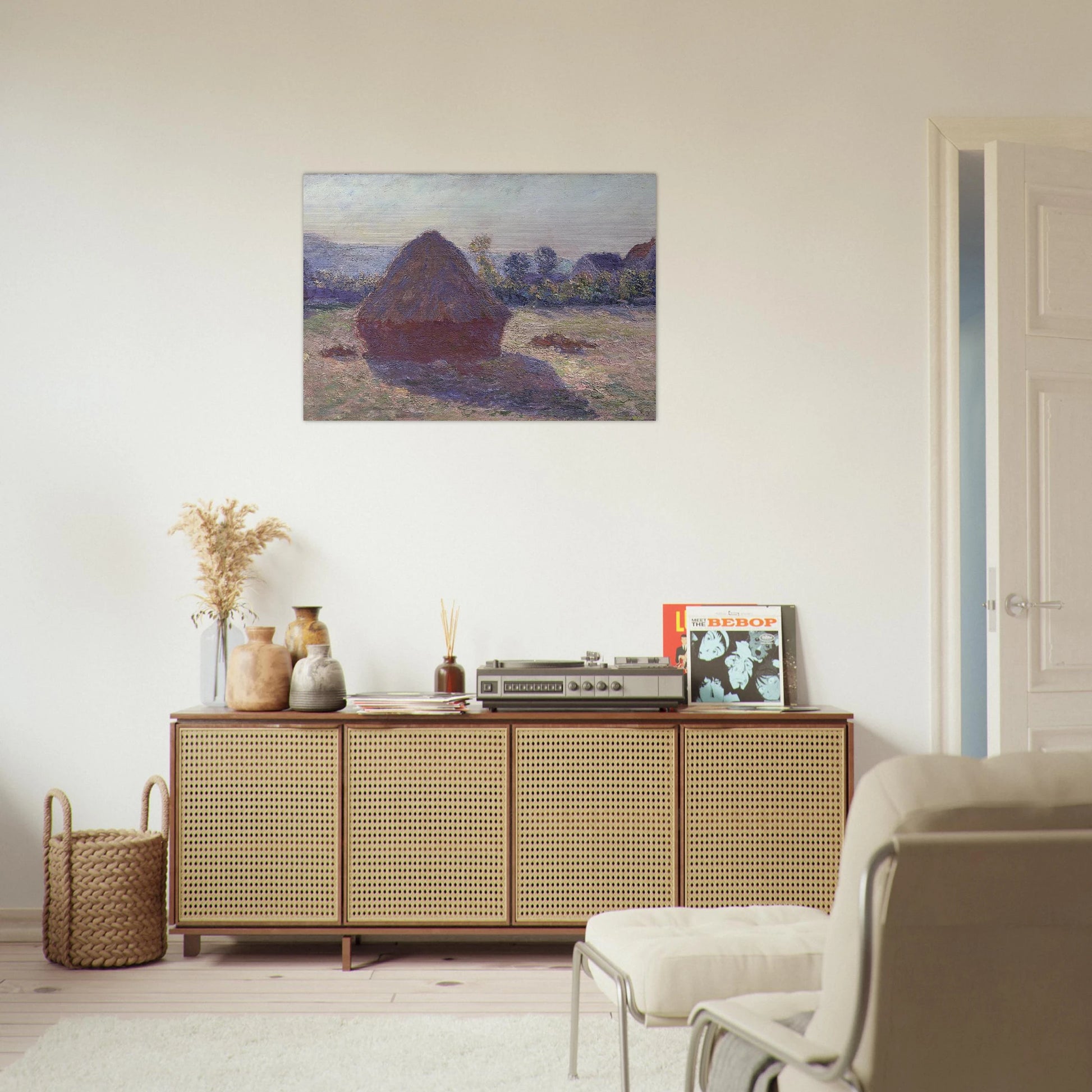 A Haystack in the Evening Sun - claude monet Brushed Aluminum Print - 70x100 cm / 28x40 inches | claude monet Aluminum Print | claude monet Prints