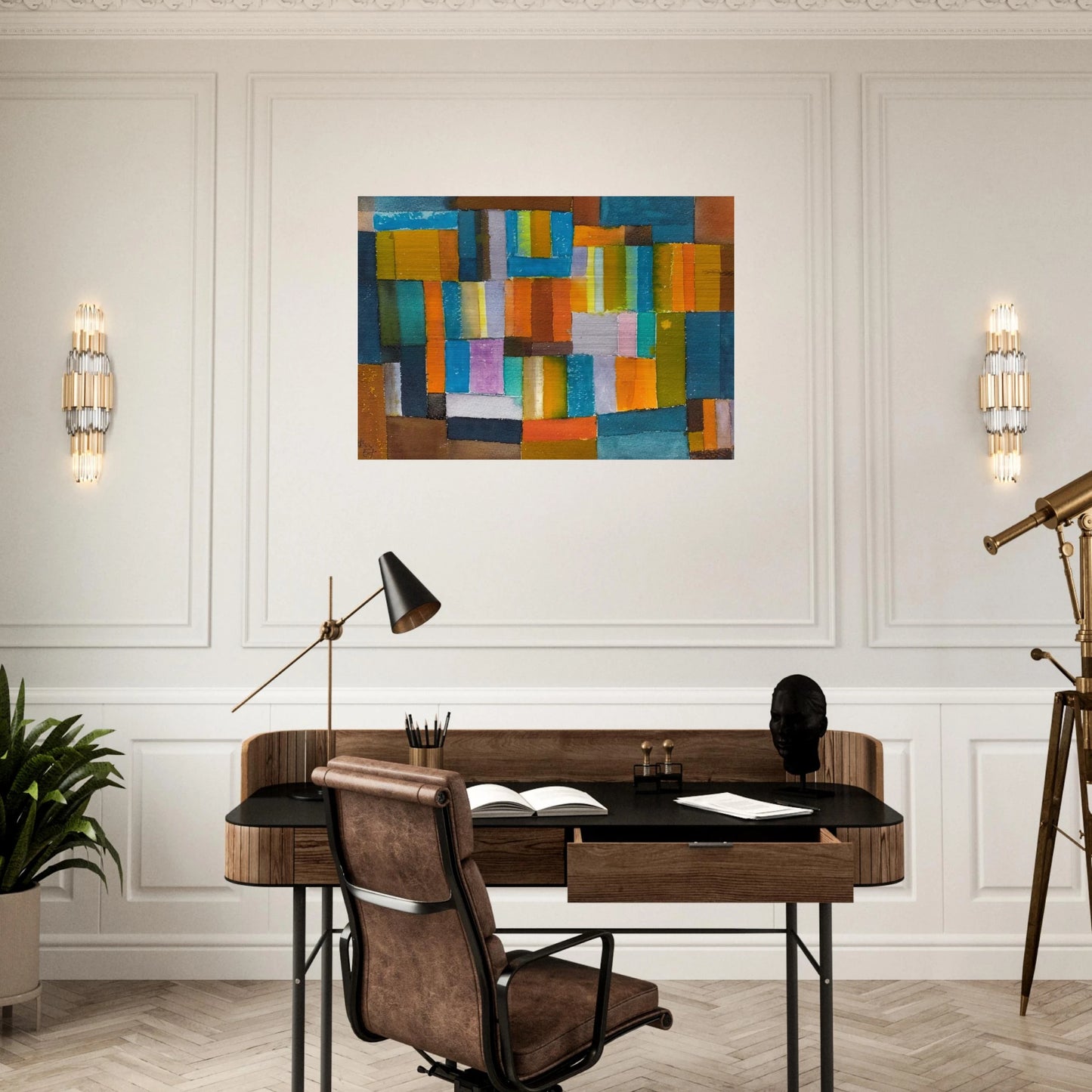 Composition in Orange and Blue-Green - 1957 - Johannes Itten Brushed Aluminum Print - 70x100 cm / 28x40 inches | Johannes Itten Aluminum Print | Johannes Itten Prints
